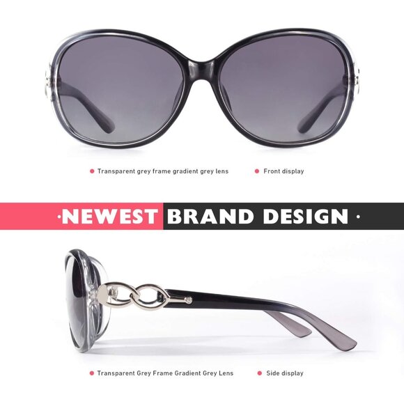 🆕Women Grey Trendy Oversized Sunglasses Ladies UV400 Polarized Big Frame Shades - Picture 3 of 6